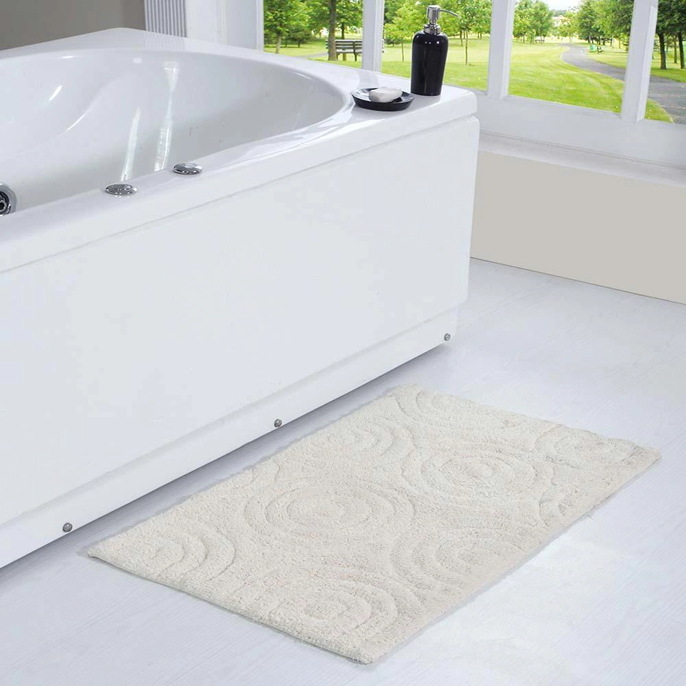 Circle Design Round Cotton with Non Skid Back Bath Rug by Knightsbridge