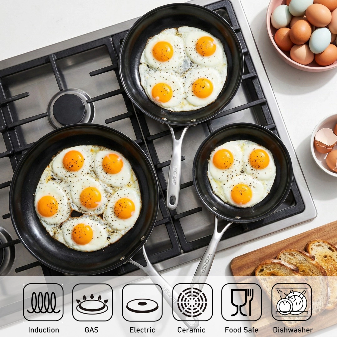 TECHEF - ValenCera - 8", 10", & 12" Ceramic Nonstick Frying Pan Set