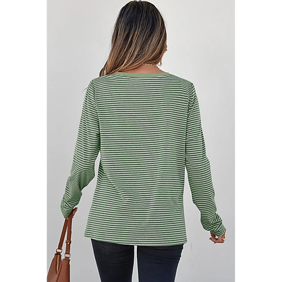 Threaded Pear Women's Capri Stripe Stretchy Long Sleeve Top