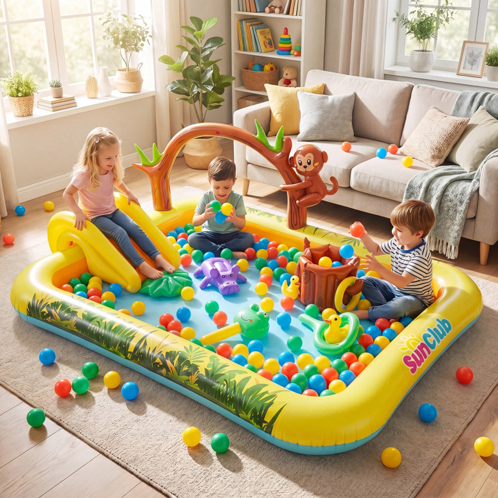 SUGIFT Slide Monkey Sprinkler and Water Toys Kids Inflatable Animal Spray Pool