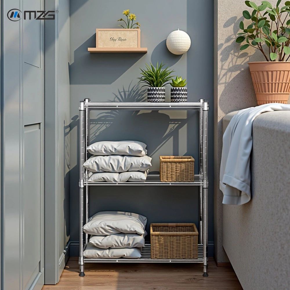 Flynama 3 Tier Utility Wire Shelving 450 lbs Steel Organizer Rack for Home Kitchen and Office in Chrome