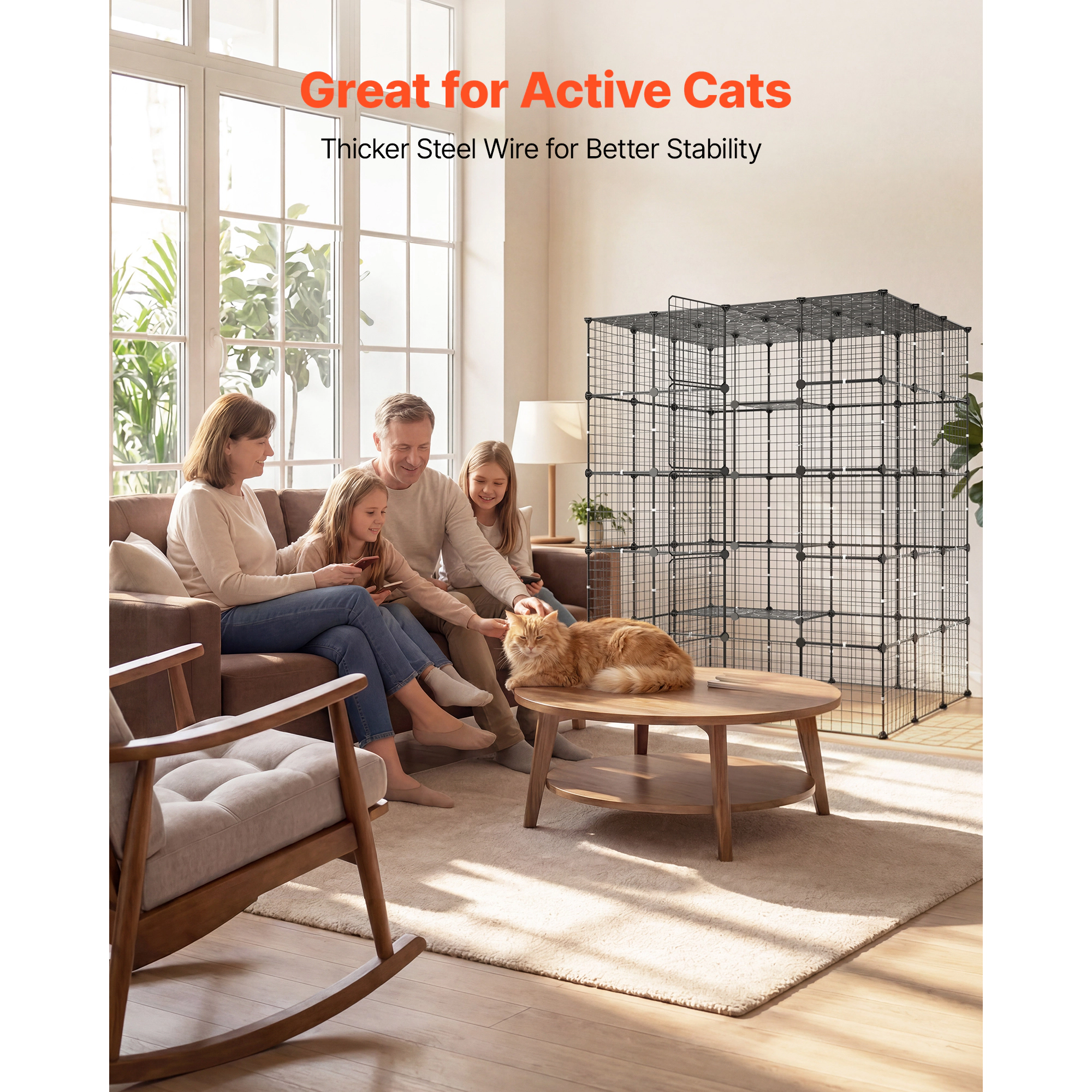 HONGGE Cat Cage Large DIY Cat Playpen Indoor Enclosure Detachable Metal Wire Kennel Crate with Exercise Place for Cats
