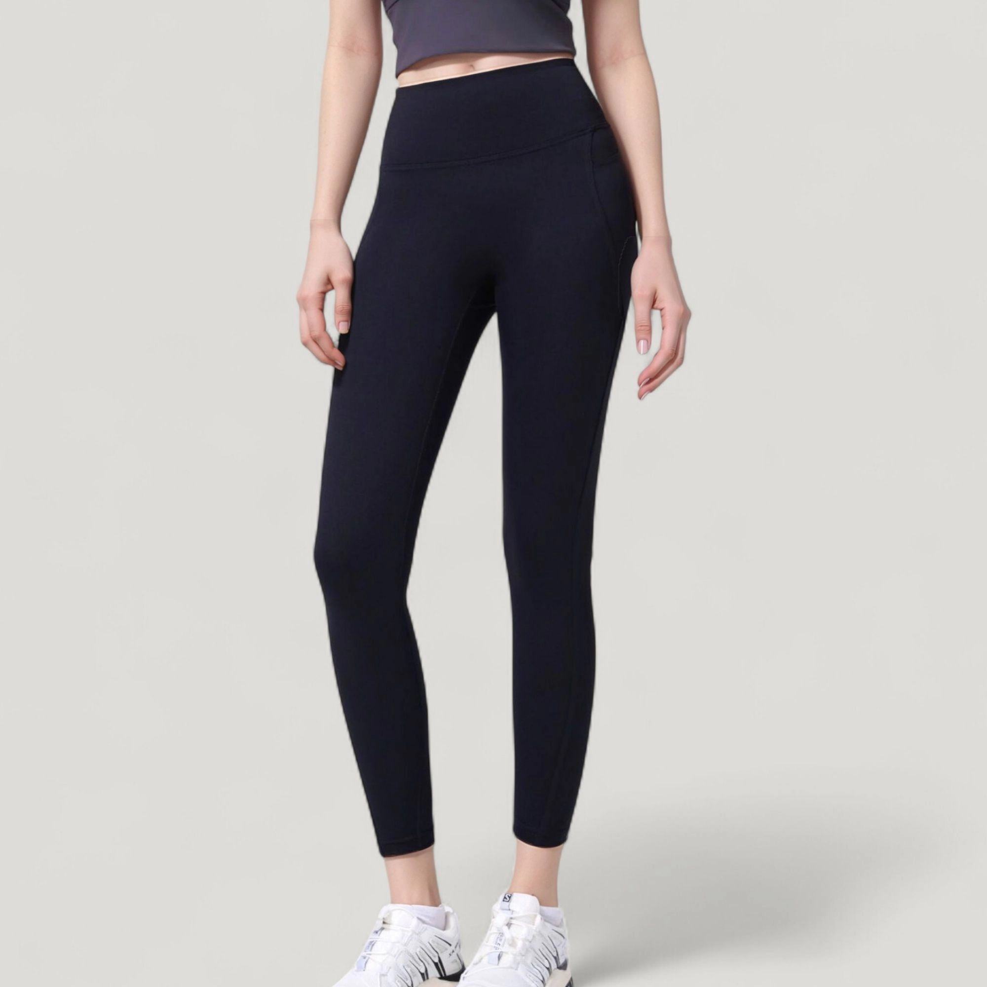 Anna-Kaci Active Women's High Waist Full Length Leggings with Wide Waistband and Side Pocket