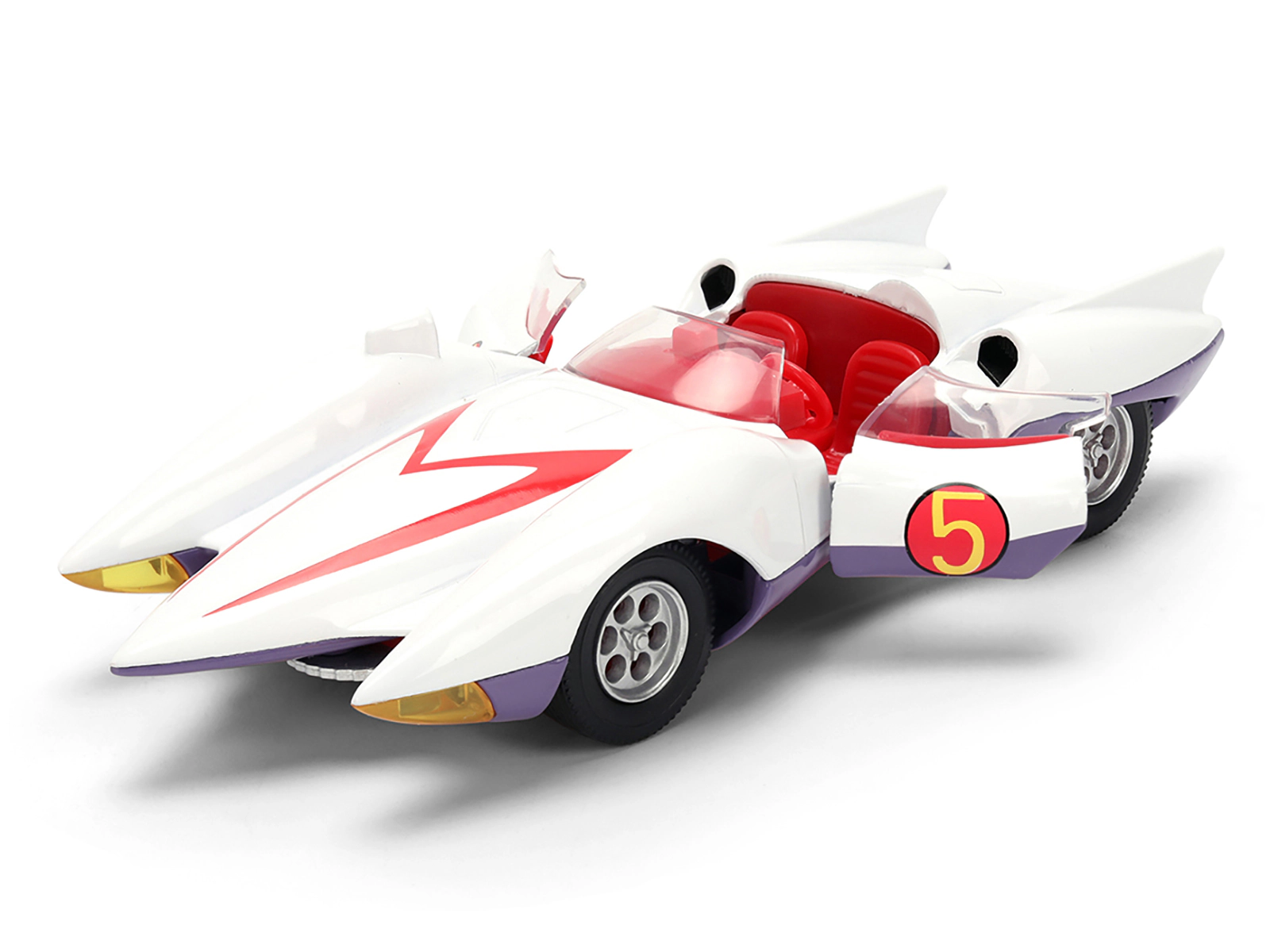 Jada Mach 5 White with Red Stripes and Interior "Speed Racer" (1967) TV Series "Anime Hollywood Rides" Series