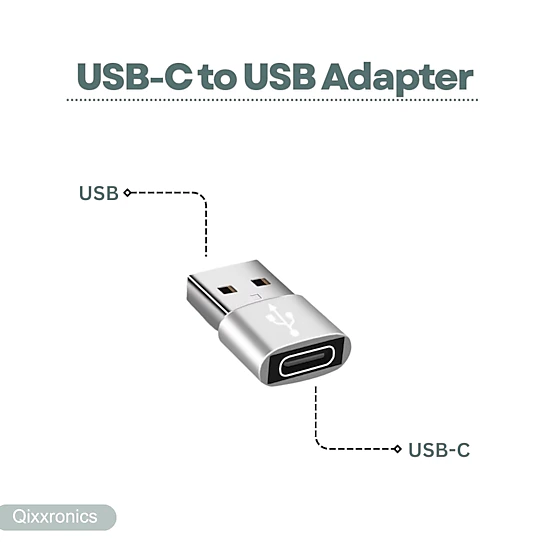 Qixxronics 3Pack USB to USB C Adapter, Type-C to USB Adaptor, USB-C Female to USB-A Male Charger Cable Converter