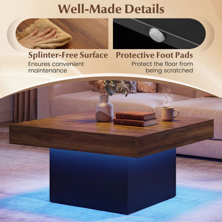 Hivvago Coffee Table Accent Table With Led Lights And Dynamic Modes