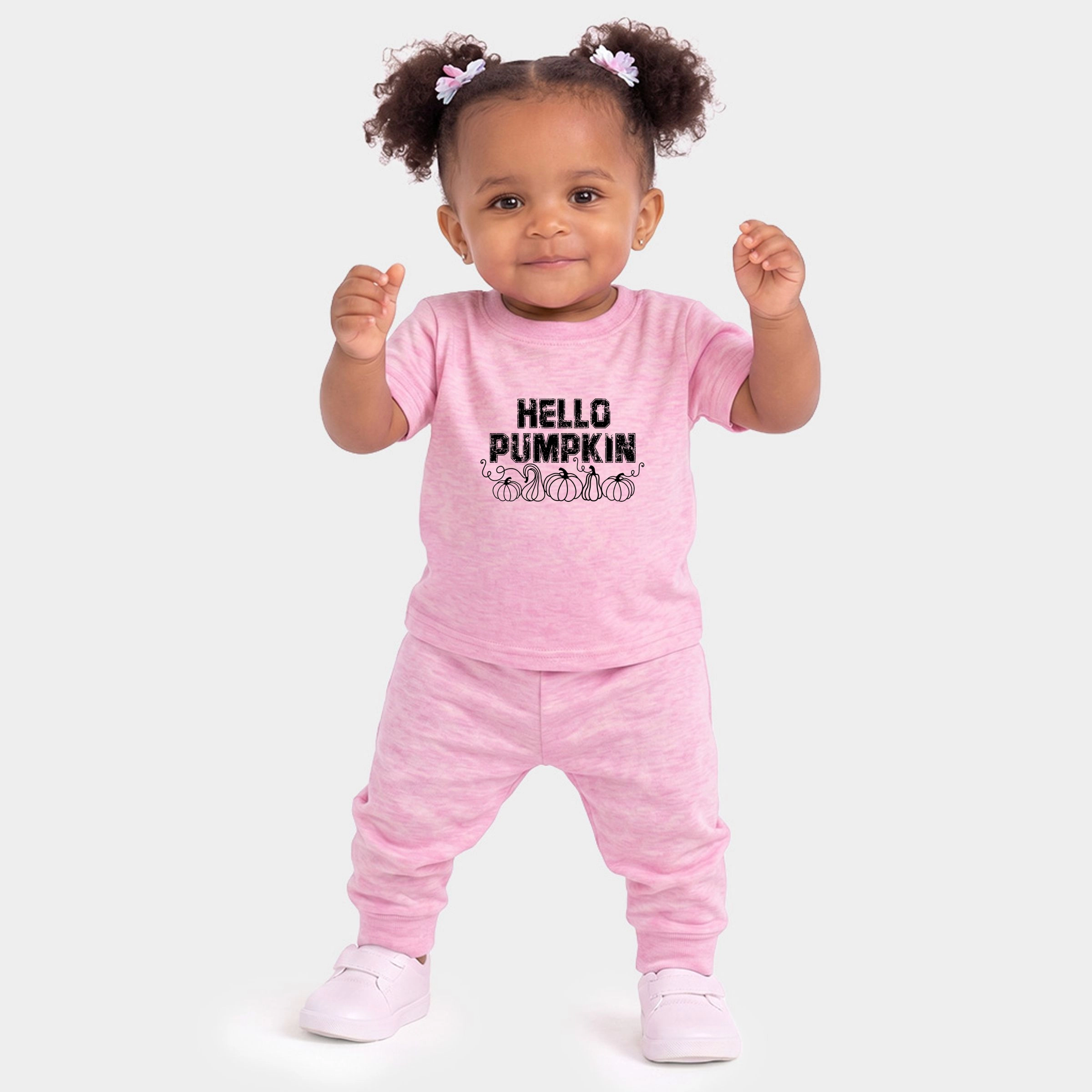 The Juniper Shop - Infant Jogger Pant Crew Set Hello Pumpkin Distressed
