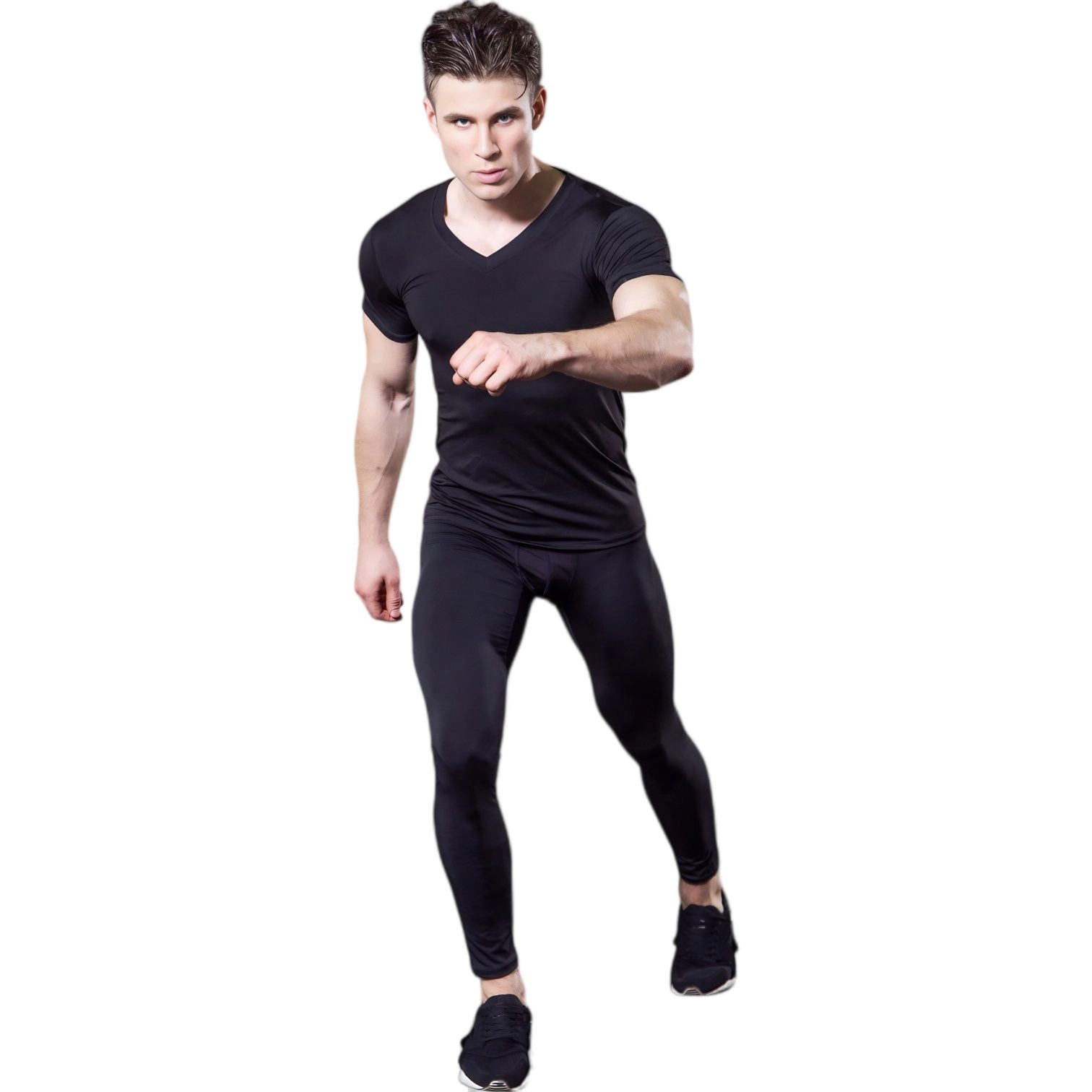 Anna-Kaci Men's V-Neck Short Sleeve Athletic Shirt with Stretch Fabric and Fitted Silhouette