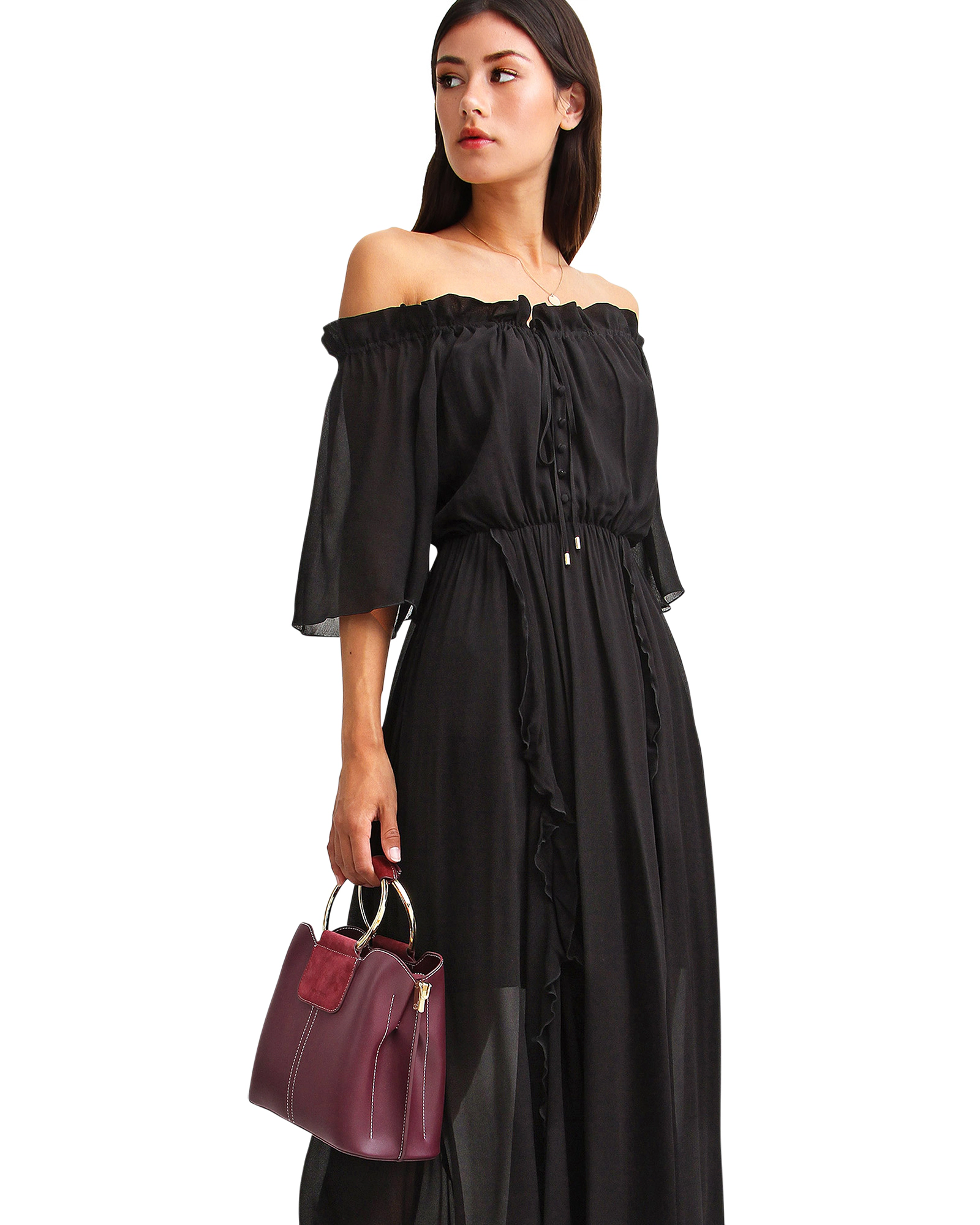 Belle & Bloom Womens Amour Ruffled Midi Dress
