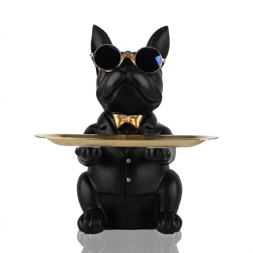 Novsight Trading Unisex French Bulldog Statue Tray Organizer