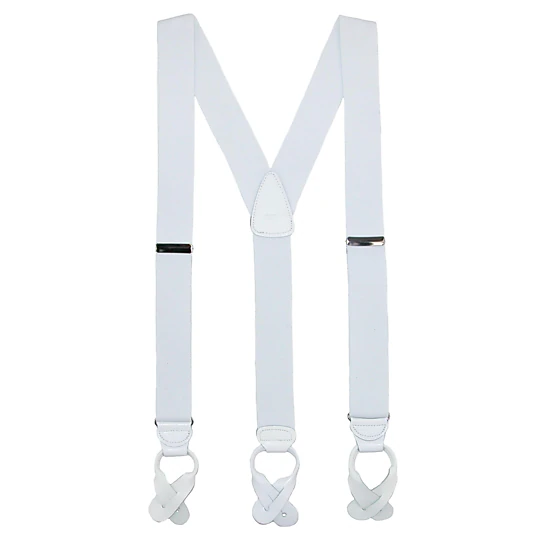 CTM® Men's Big & Tall Elastic Button End Dress Suspenders w Silver Hardware