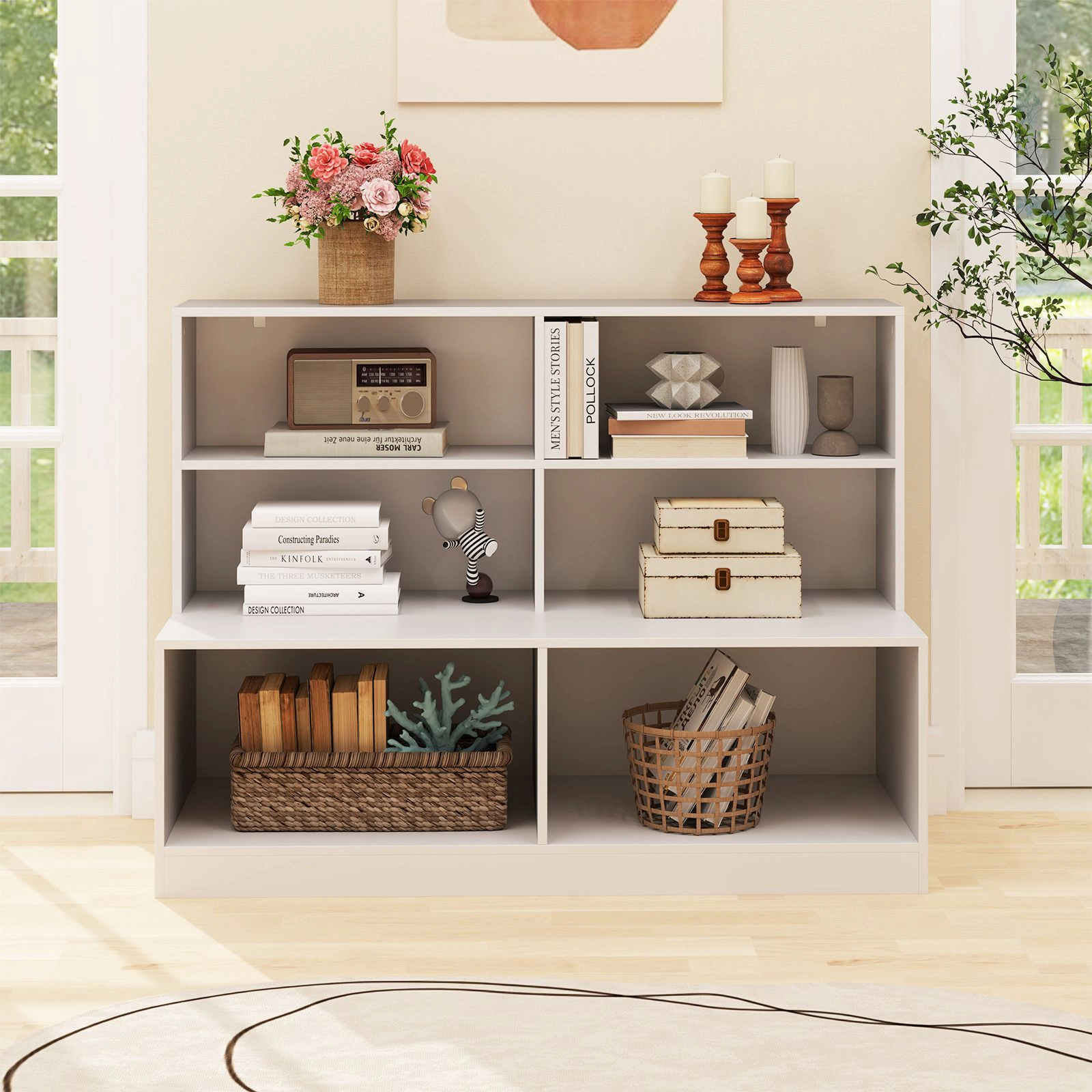 SlickBlue Shoe Storage Cabinet Bench with Cubes and Open Compartments