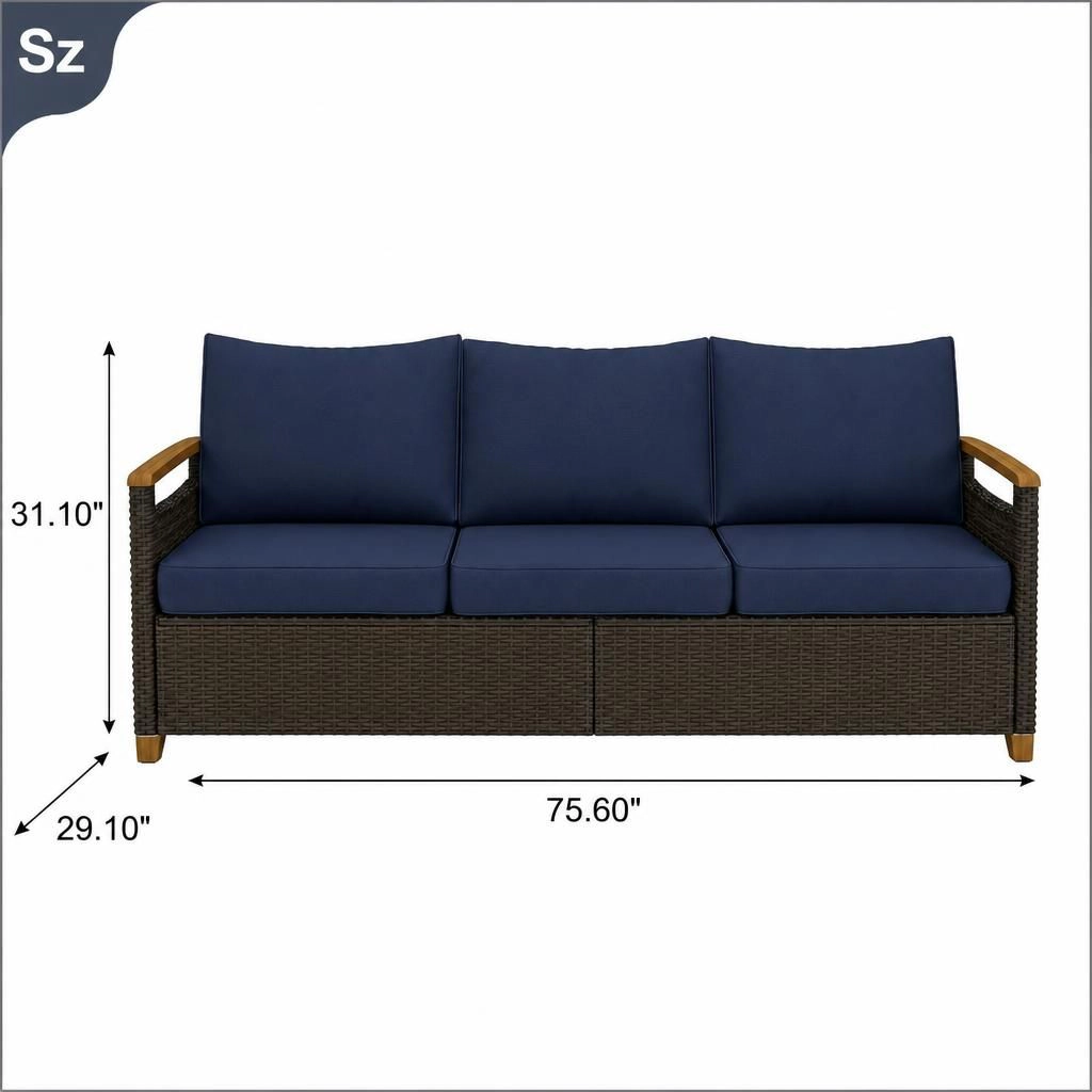 WOW PIONEER Outdoor Wicker Patio Bench