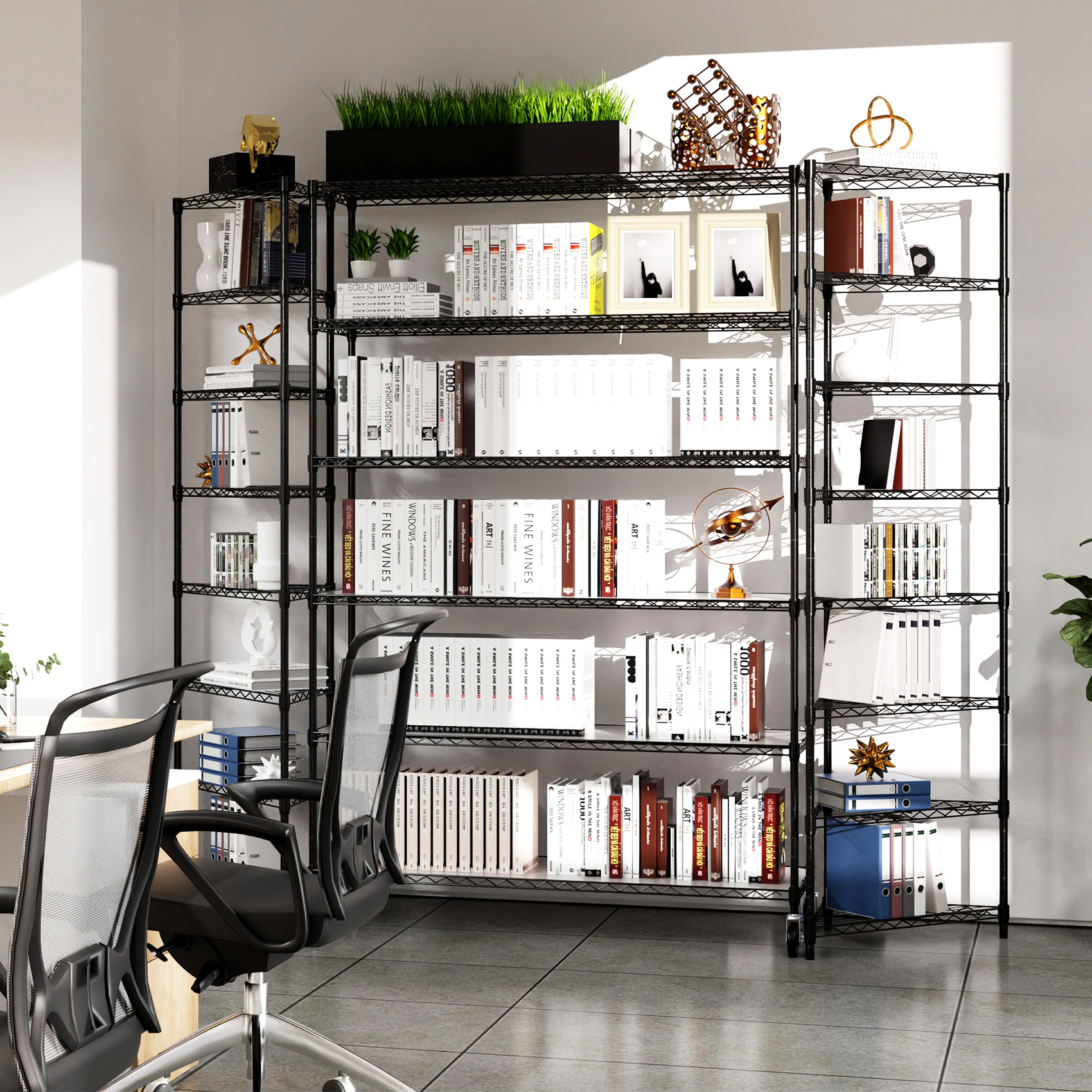 Flynama 6 Tier Wire Shelving 6000 LBS NSF with Wheels Adjustable Height Garage Storage Unit in Black