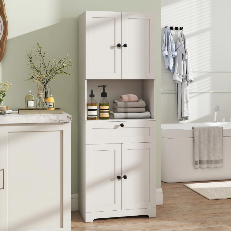 Hivvago 67.5 Inch Tall Modern Freestanding Floor Storage Cabinet With 4 Doors And 1 Drawer