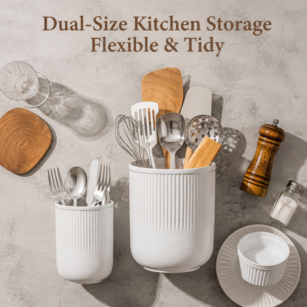 WZK Set of 2 Ceramic Kitchen Utensil Holder