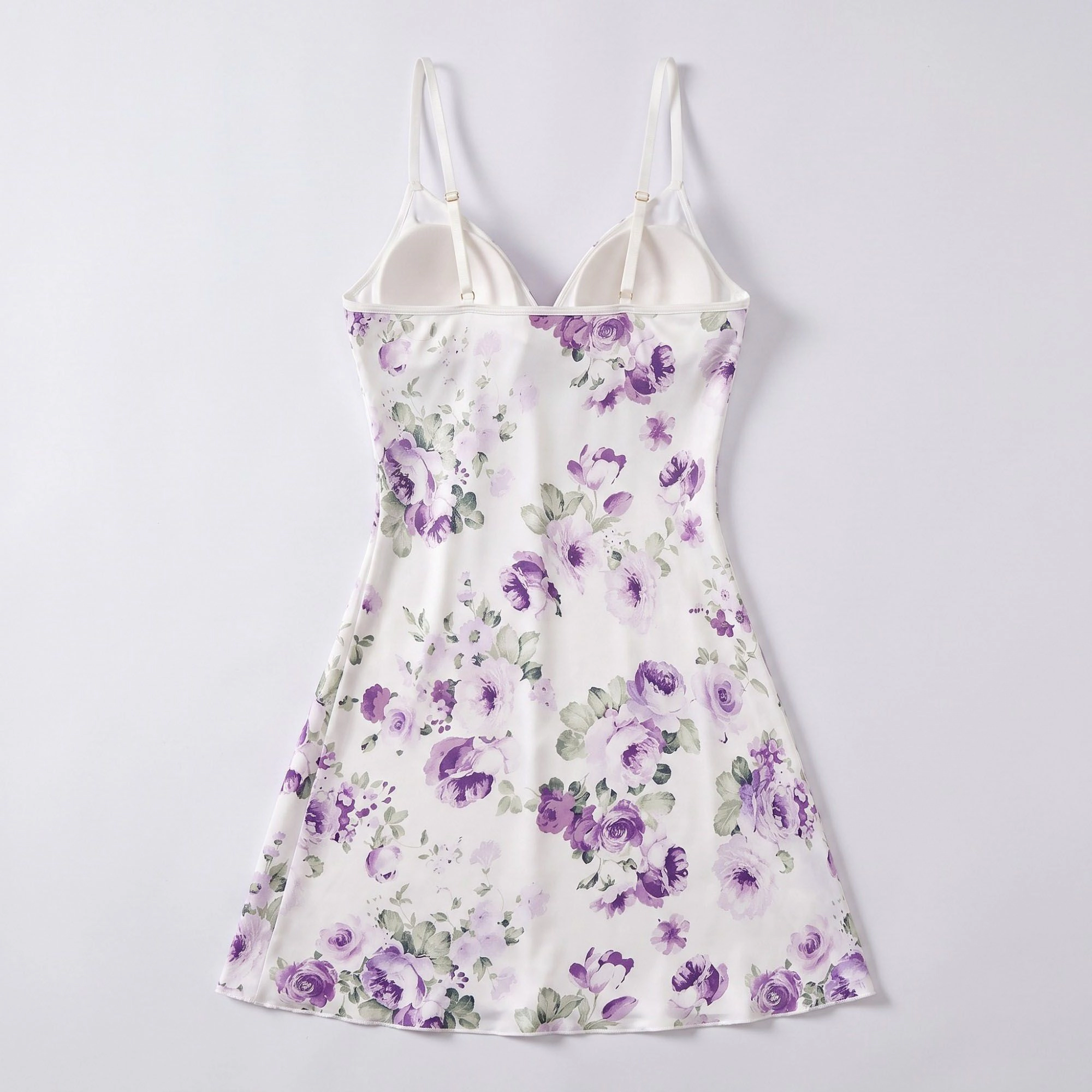 Anna-Kaci Women's Floral Satin Slip Chemise Nightgown