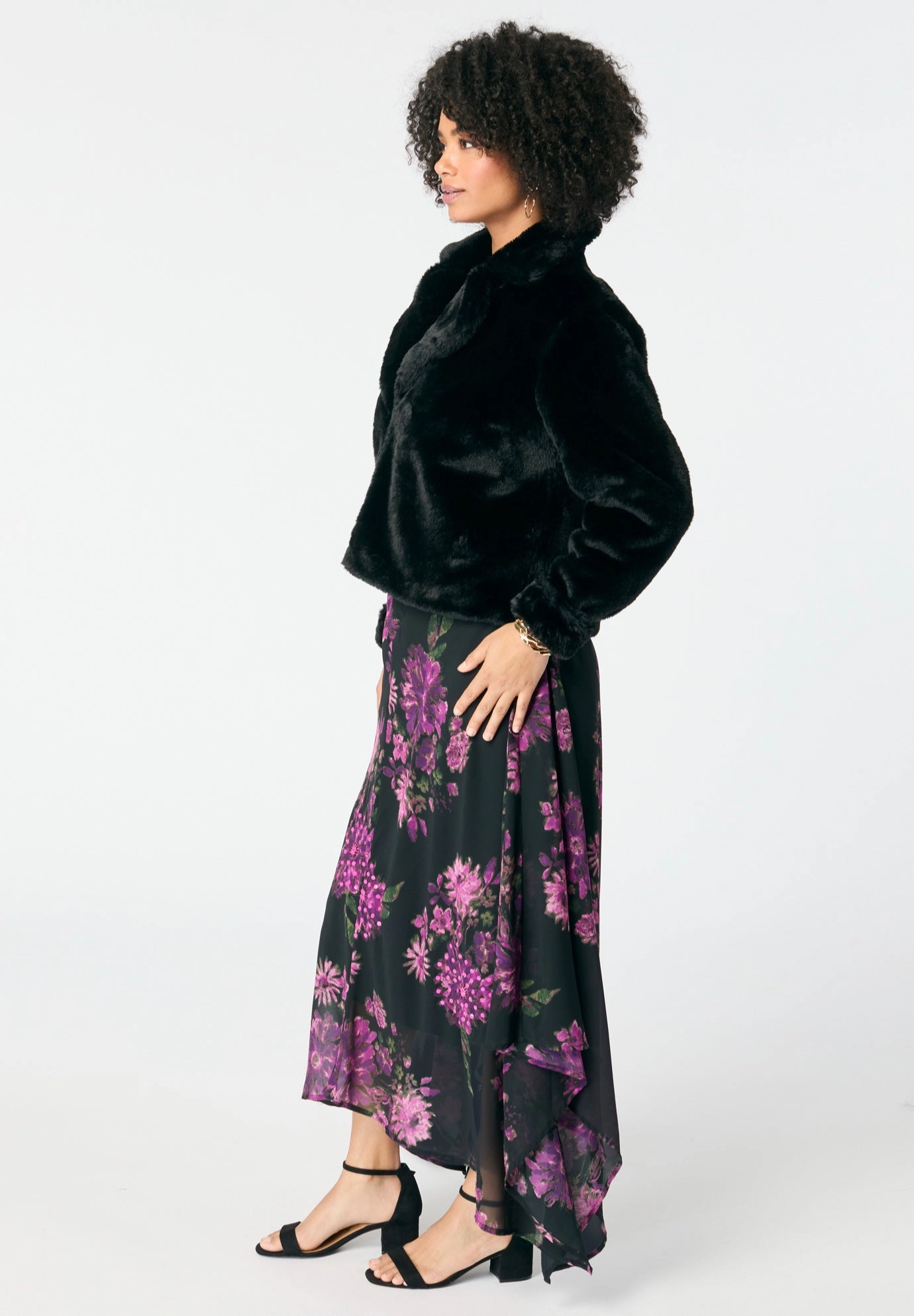 Roaman's Women's Plus Cropped Faux Fur Shrug