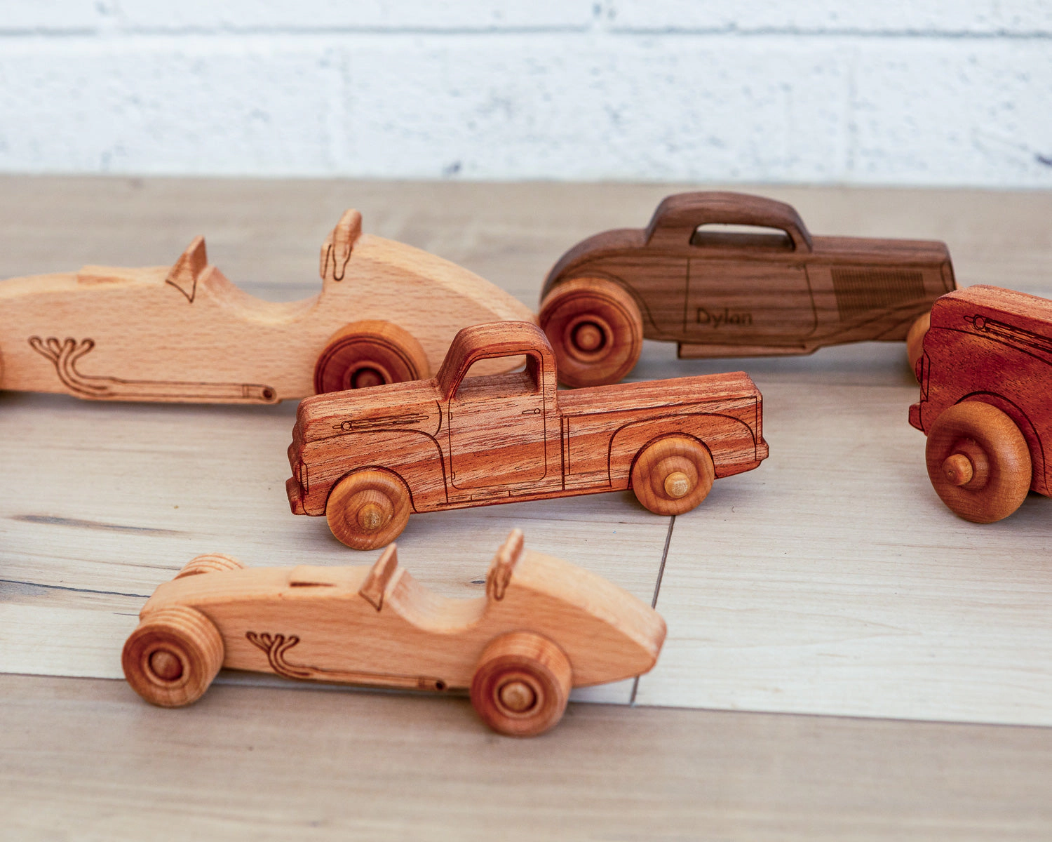 Montessori 5.5" Wooden Pickup Truck for Toddlers 1–3 - Eco-Friendly Mahogany Toy - Made in USA