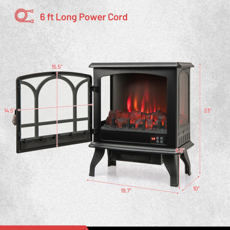 SlickBlue Freestanding Electric Fireplace Heater with Glass Panels