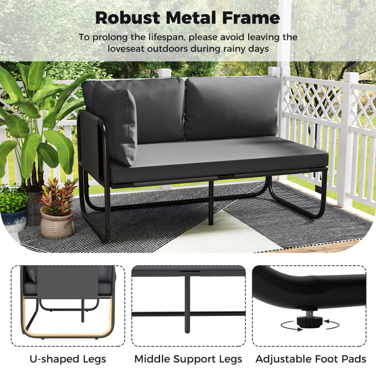 Hivvago Patio Loveseat Sofa Couch With Removable Pillows And Seat Cushion