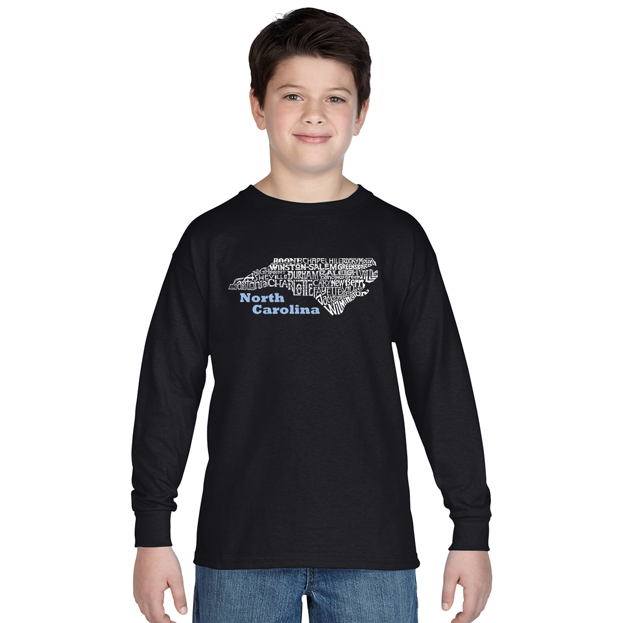 LA Pop Art Boys Long Sleeve T-Shirt -  North Carolina