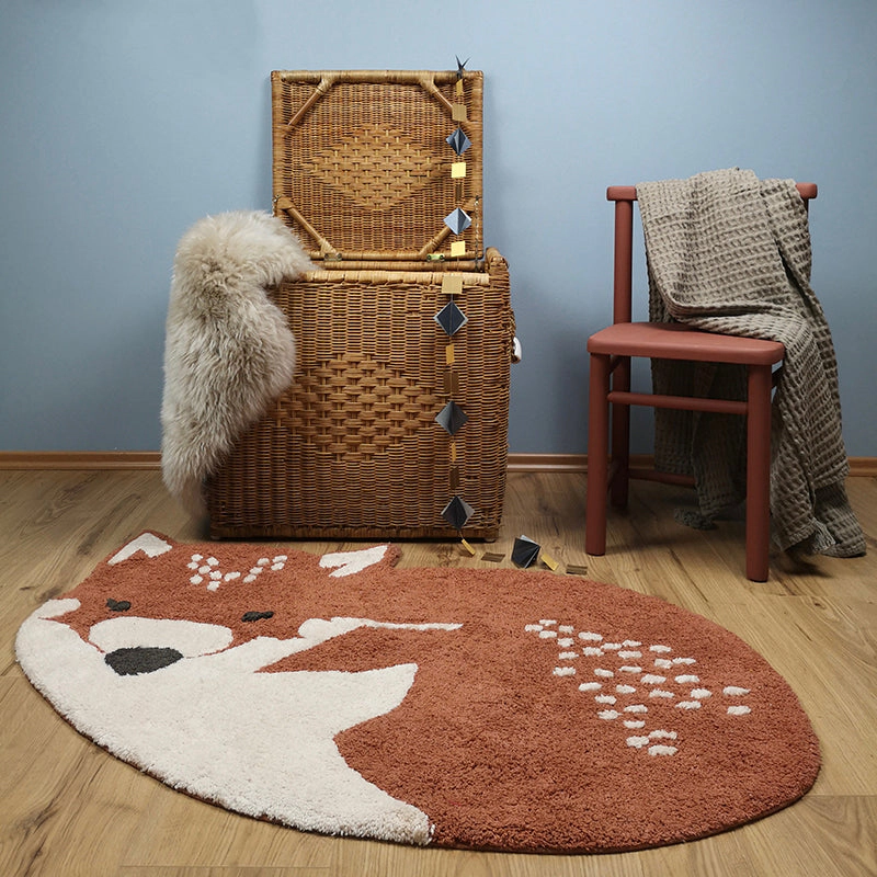 Nattiot Washable Cotton Kid'S Bedroom Rug - Little Wolf