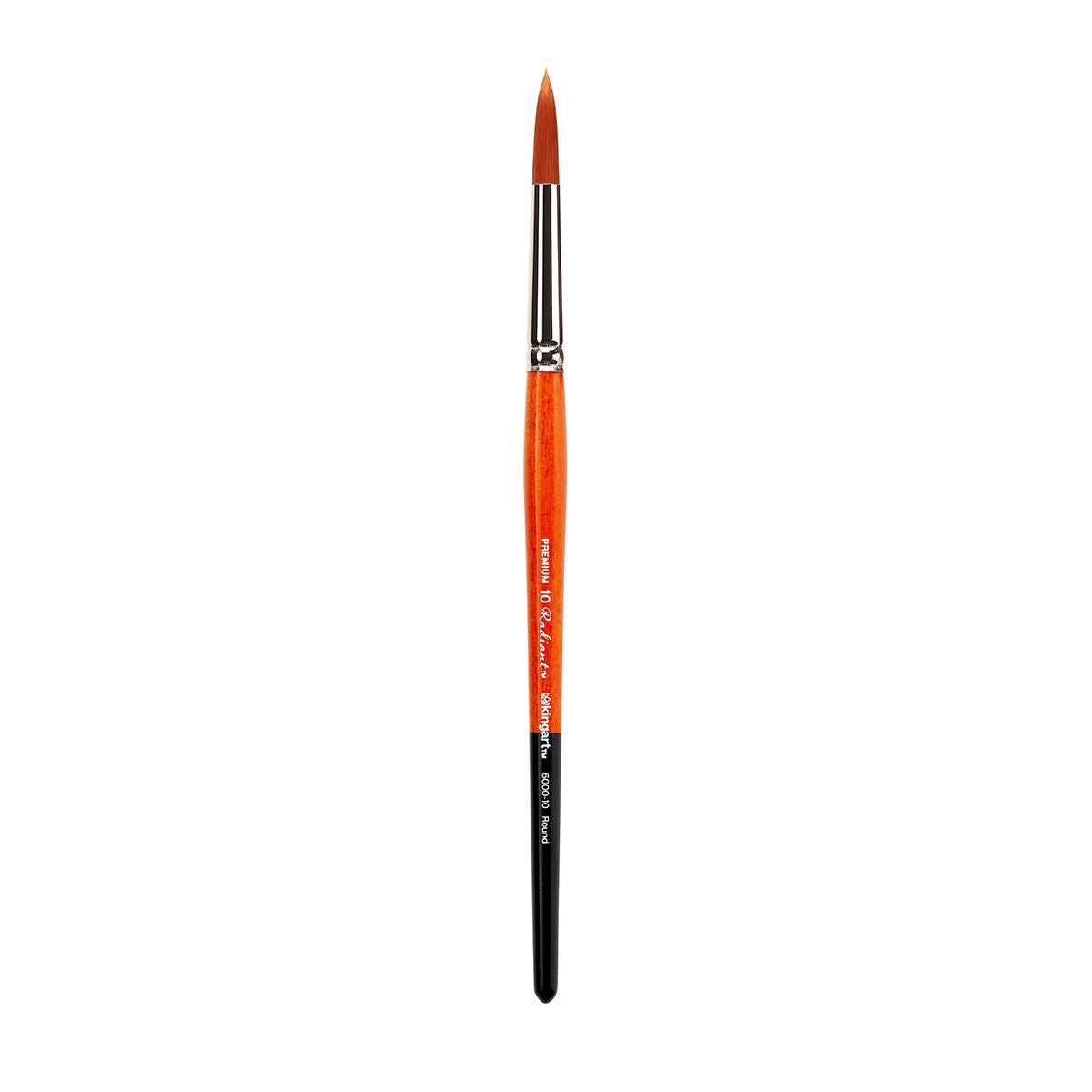 KINGART Radiant 6000 Round Golden Synthetic Brush - Short Handle, Orange and Black