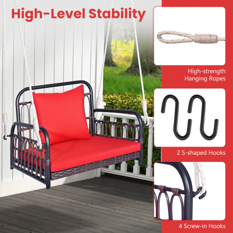 Hivvago Patio Rattan Porch Swing Hammock Chair With Seat Cushion