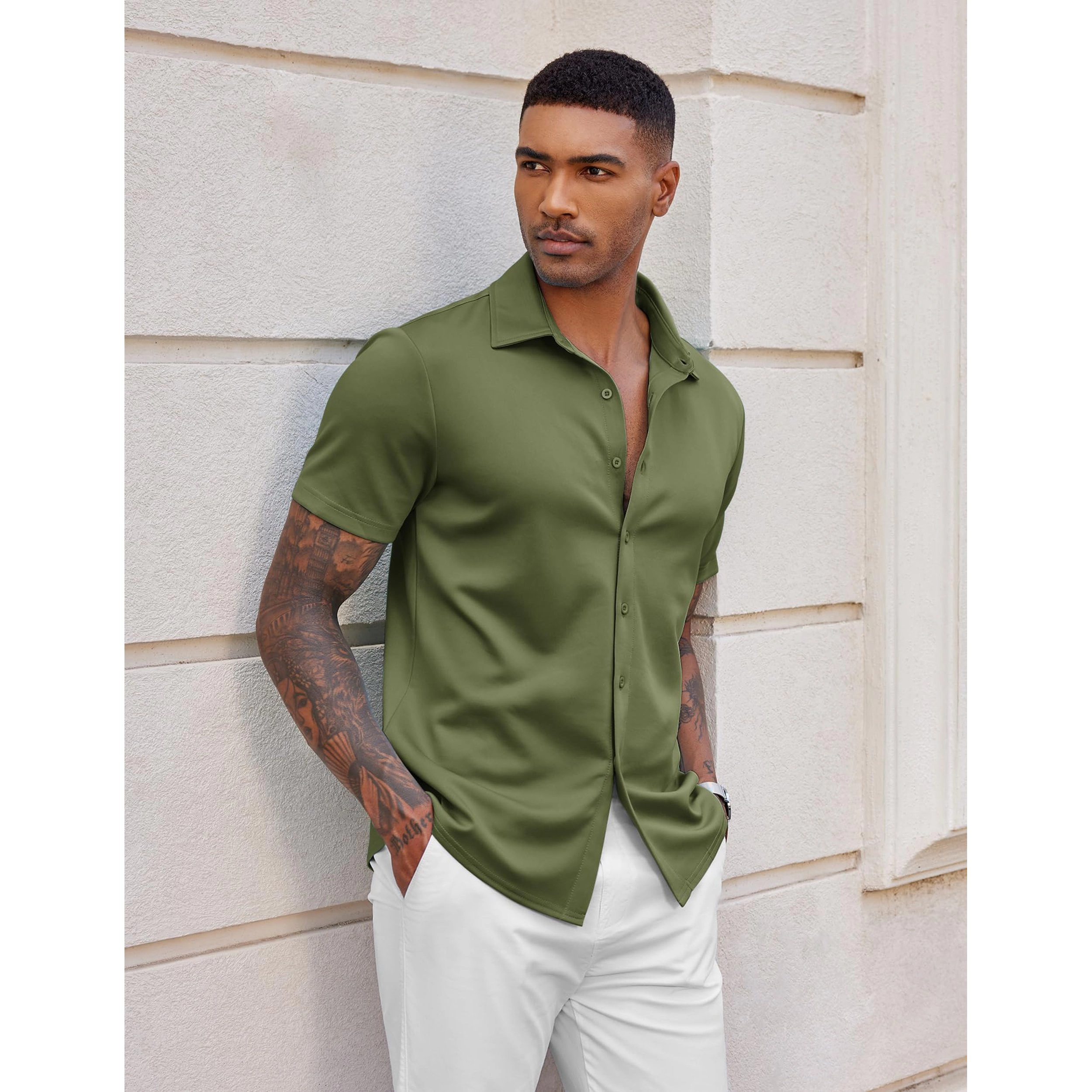 COOFANDY Men's Regular Fit Short Sleeve Camp Shirt