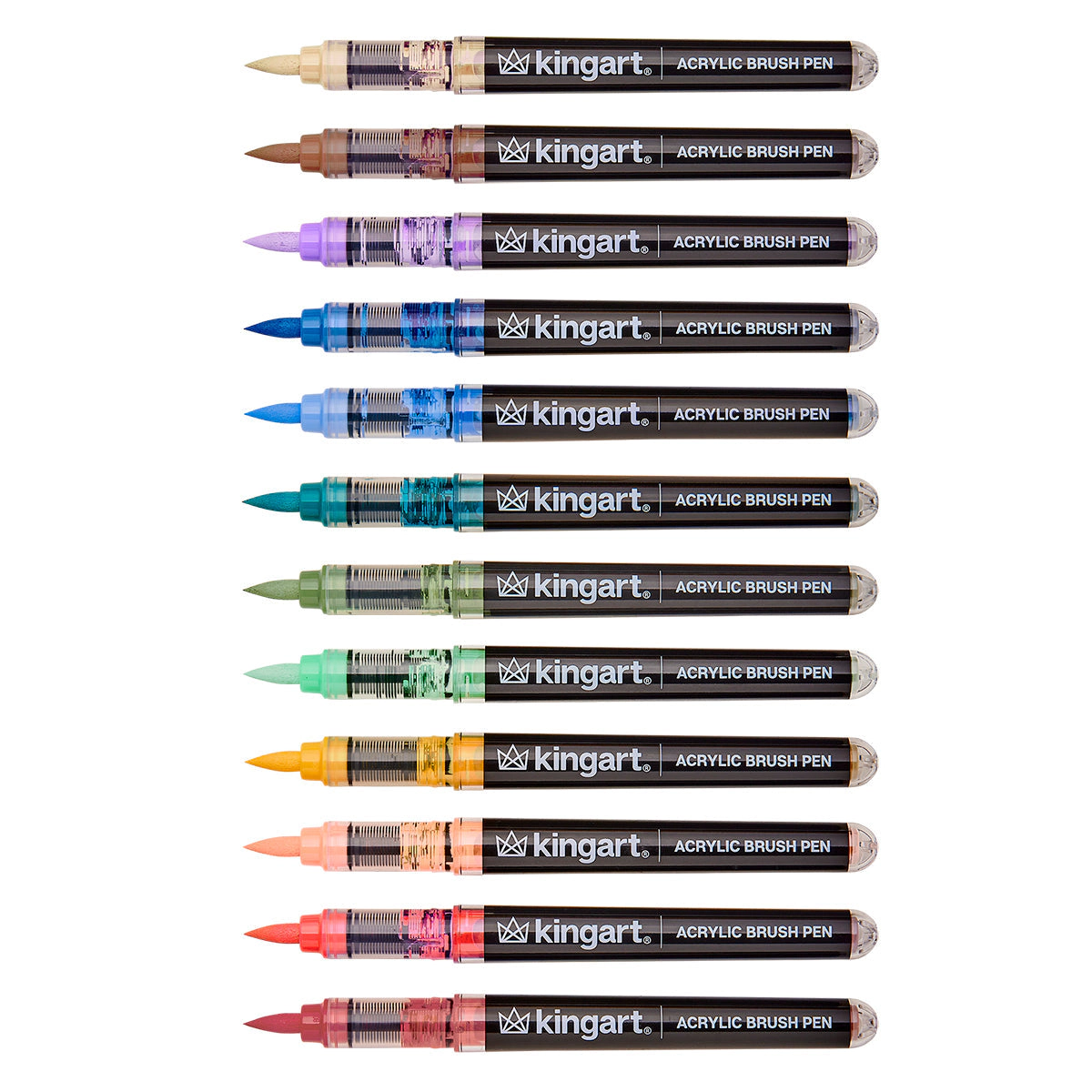 KINGART PRO Acrylic Brush Pens - 12 Vintage Colors