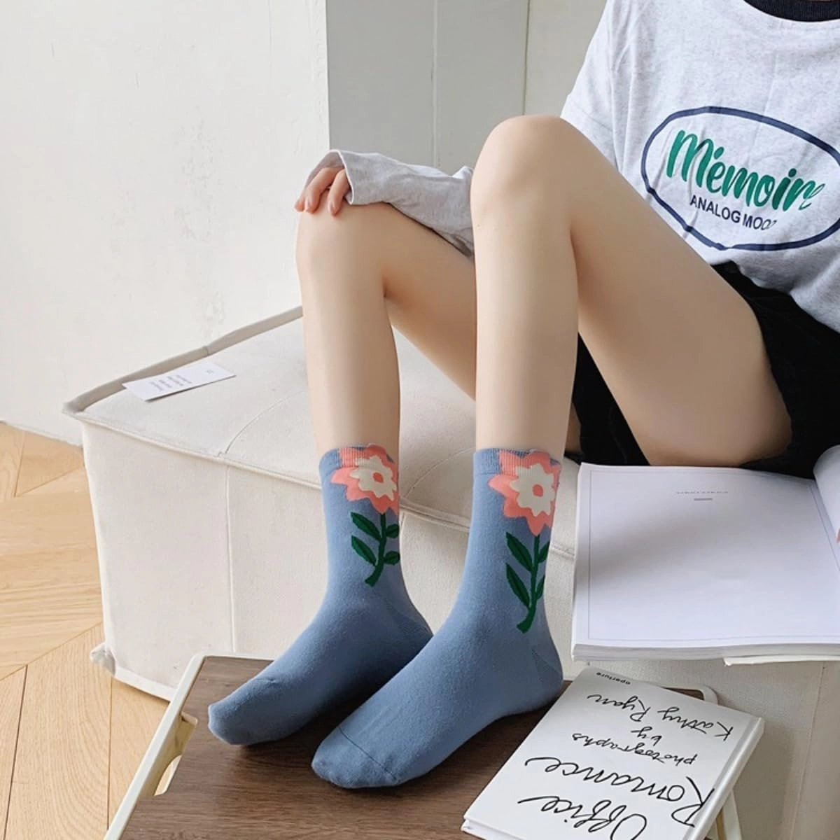 Wardrobe Whimsy 5 Pairs Cute Cotton Socks for Women Novelty Ankle Athletics Sock