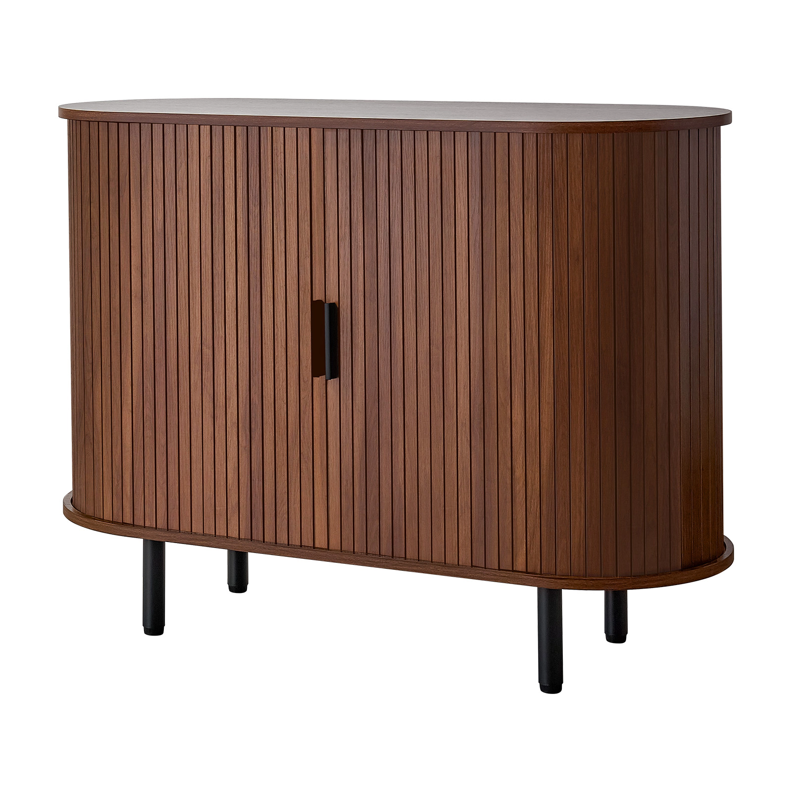 HONGGE Coffee Bar Cabinet Mid Century Fluted Coffee Bar Table Buffet Stand Cabinet with 2 Sliding Doors Sideboard