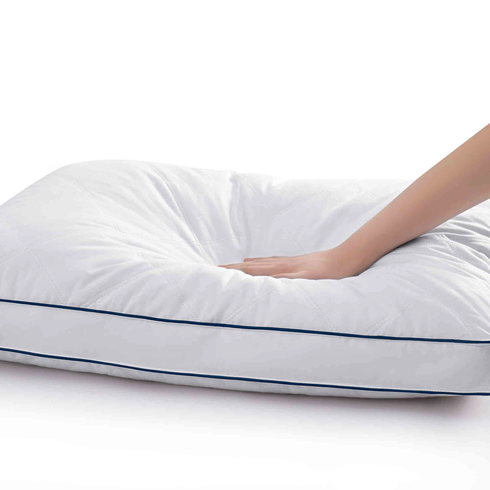 PEACENEST Diamond Quilted Goose Feather Pillow Set Soft Supportive Bed Pillows