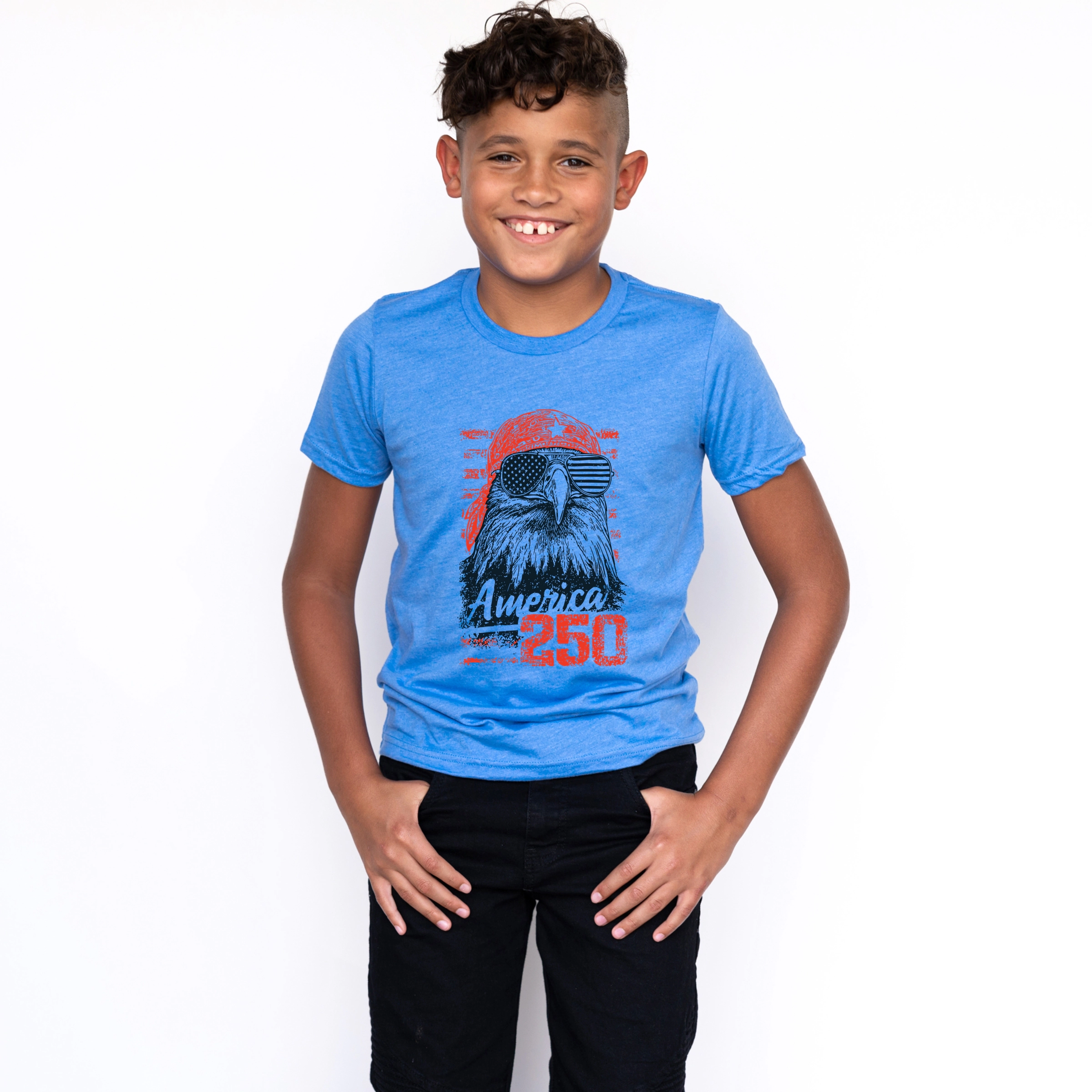 The Juniper Shop - America 250 Eagle Grunge Youth Short Sleeve Graphic T-Shirt