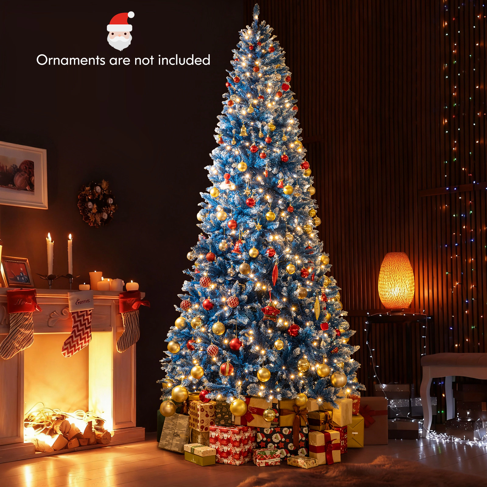 Costway 6/7/8/9 FT Pre-Lit Artificial Christmas Tree with 767 PVC Branch Tips, 270/340/420/520 LED Lights