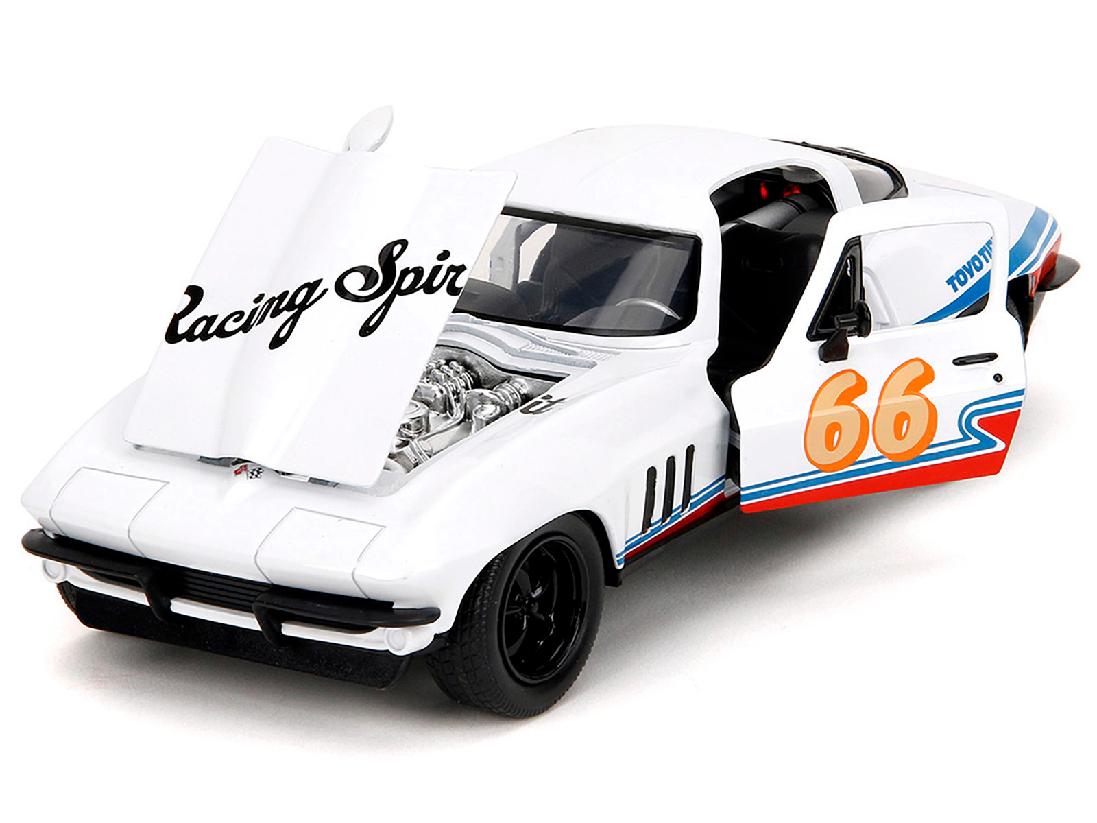 Jada 1966 Chevrolet Corvette #66 "Racing Spirit" White with Graphics "Bigtime Muscle" Series 1/24 Diecast