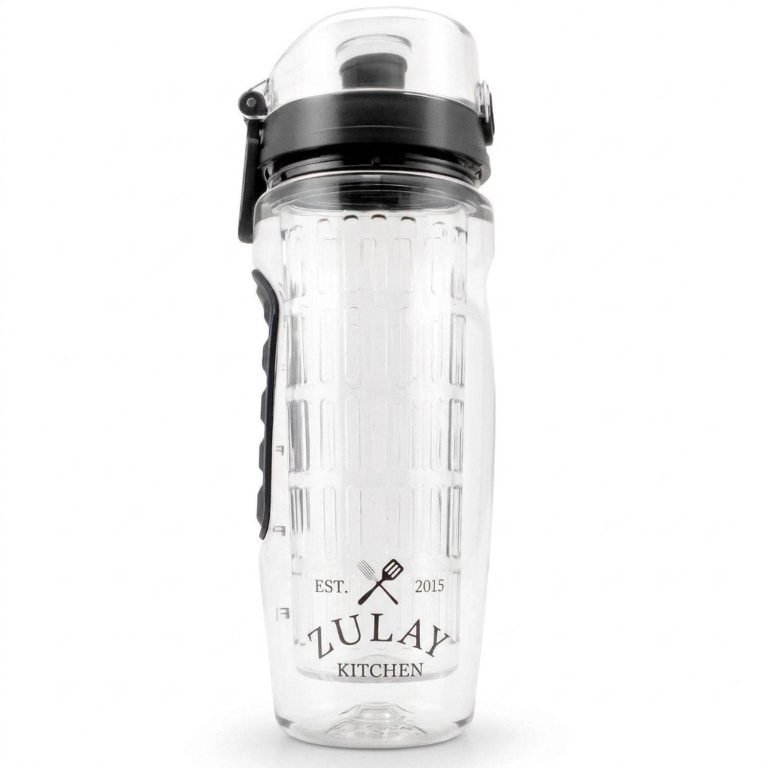 Zulay Kitchen 34oz Fruit Infuser Water Bottle with Dual Non-slip Grip & Flip Top Cap by Hydration Nation