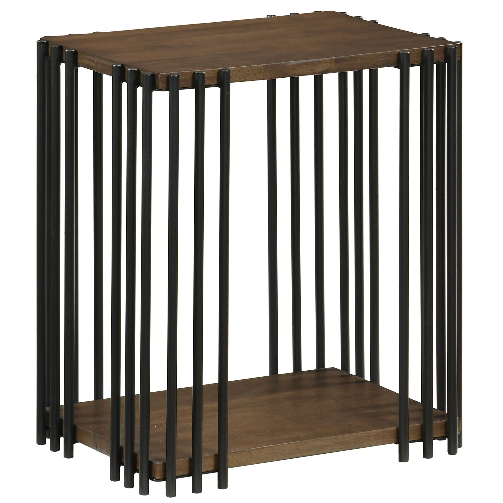 SlickBlue Rubber Wood Side Table with 2 Tier Storage Shelves