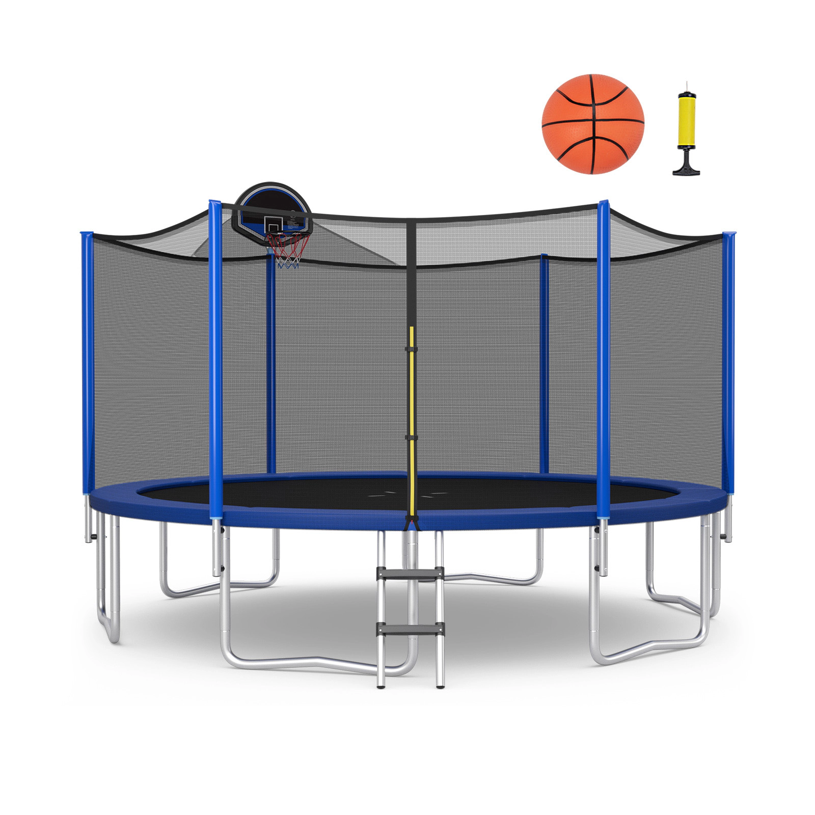 SUGIFT Kids Blue 12-ft Outdoor Recreational Trampoline with Safety Enclosure Net 400-lb Jumper Capacity Ages 3+