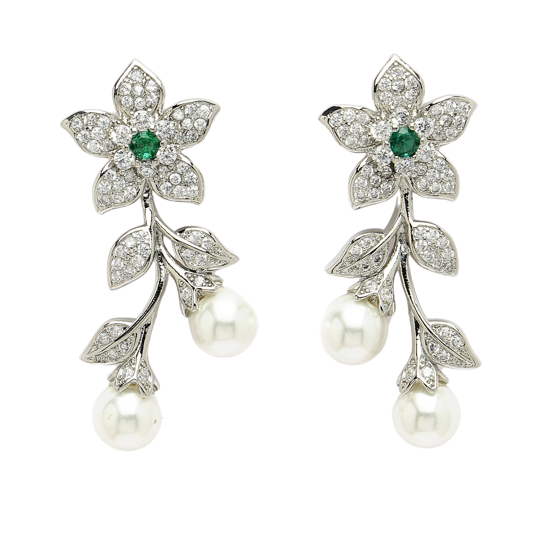 AGP PARIS Womens Diva Collection Cubic Zirconia Floral Drop Earrings