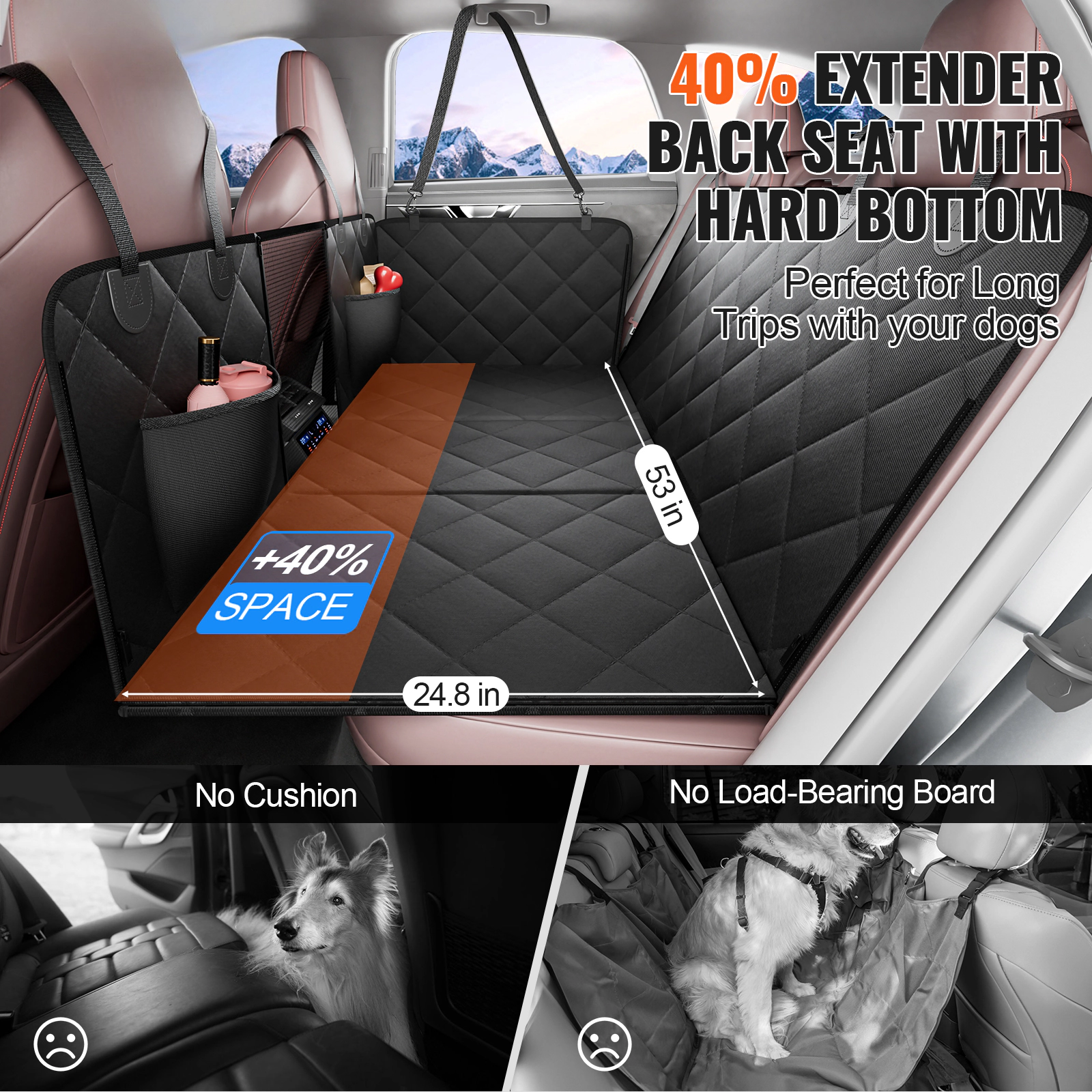 HONGGE Back Seat Extender, Dog Car Cover, Hammock for Bed