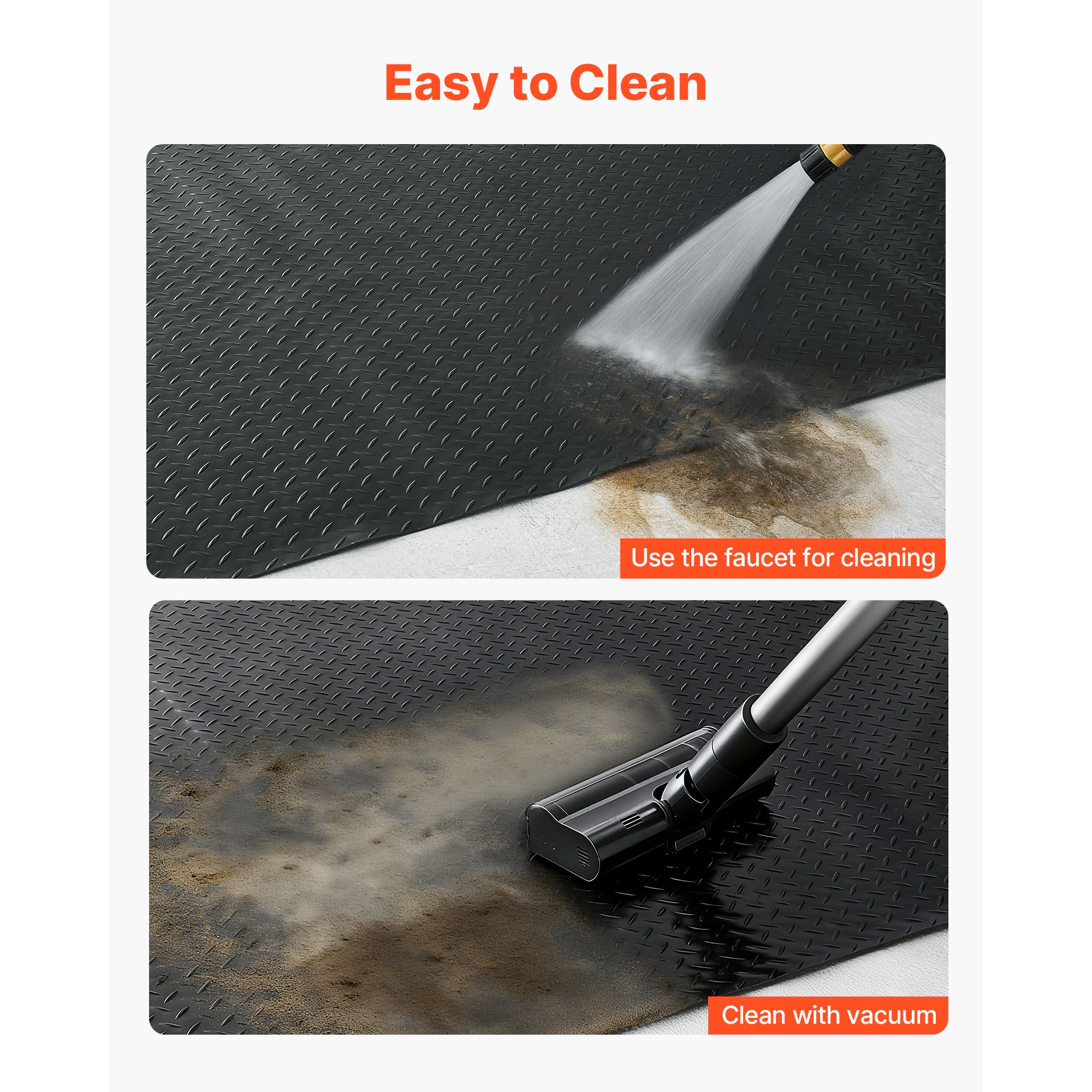 HONGGE Garage Floor Roll Garage Flooring Mat 2.2 mm Thick ened PVC Diamond Plate Floor Protector Mat with Double-sided
