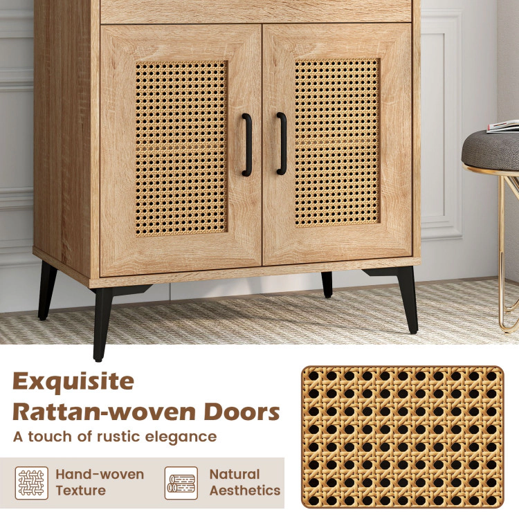 Hivvago Coffee Bar Cabinet With Pegboard  Storage Drawer And Adjustable Shelf-Oak