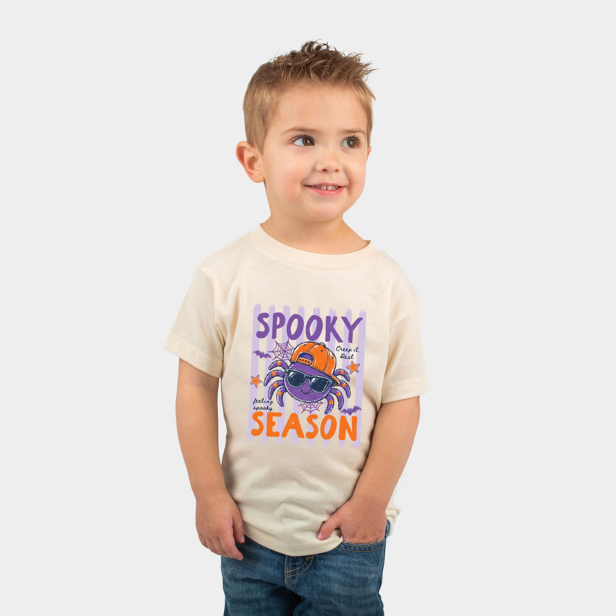 The Juniper Shop - Toddler Short Sleeve Graphic T-Shirt Spooky Season Spider Stripes