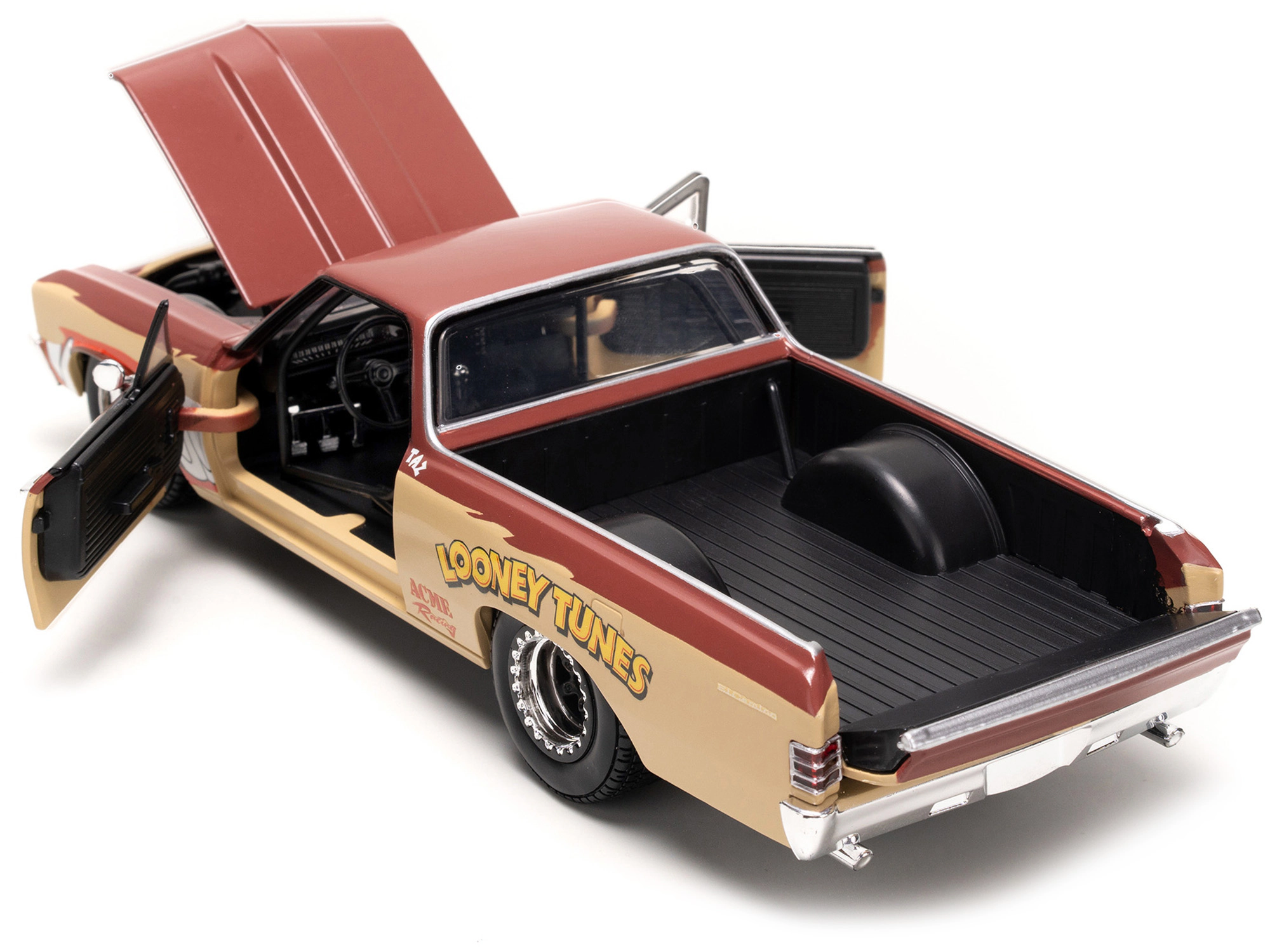 Jada 1967 Chevrolet El Camino Brown and Beige with Graphics and Tasmanian Devil (Taz) Diecast Figure "Looney