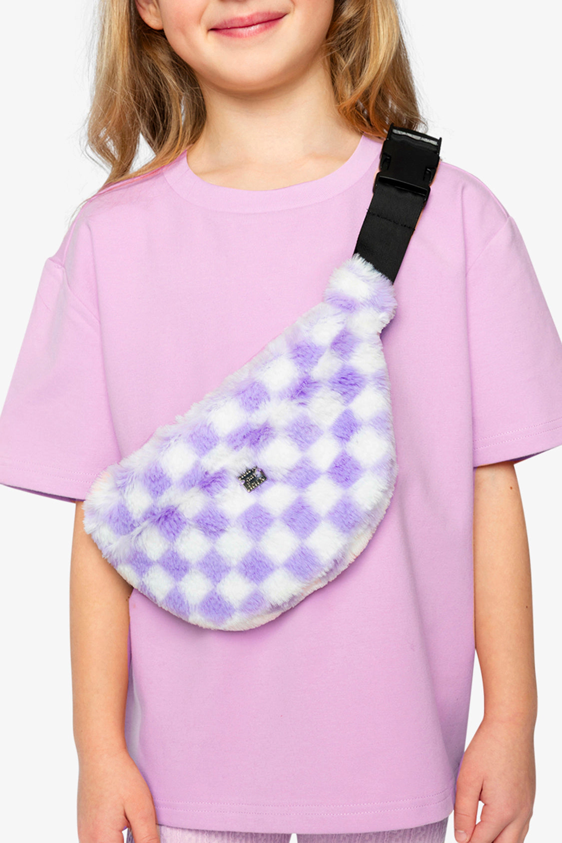 Deux par Deux Girls Tile Pattern Faux Fur Fanny Bag