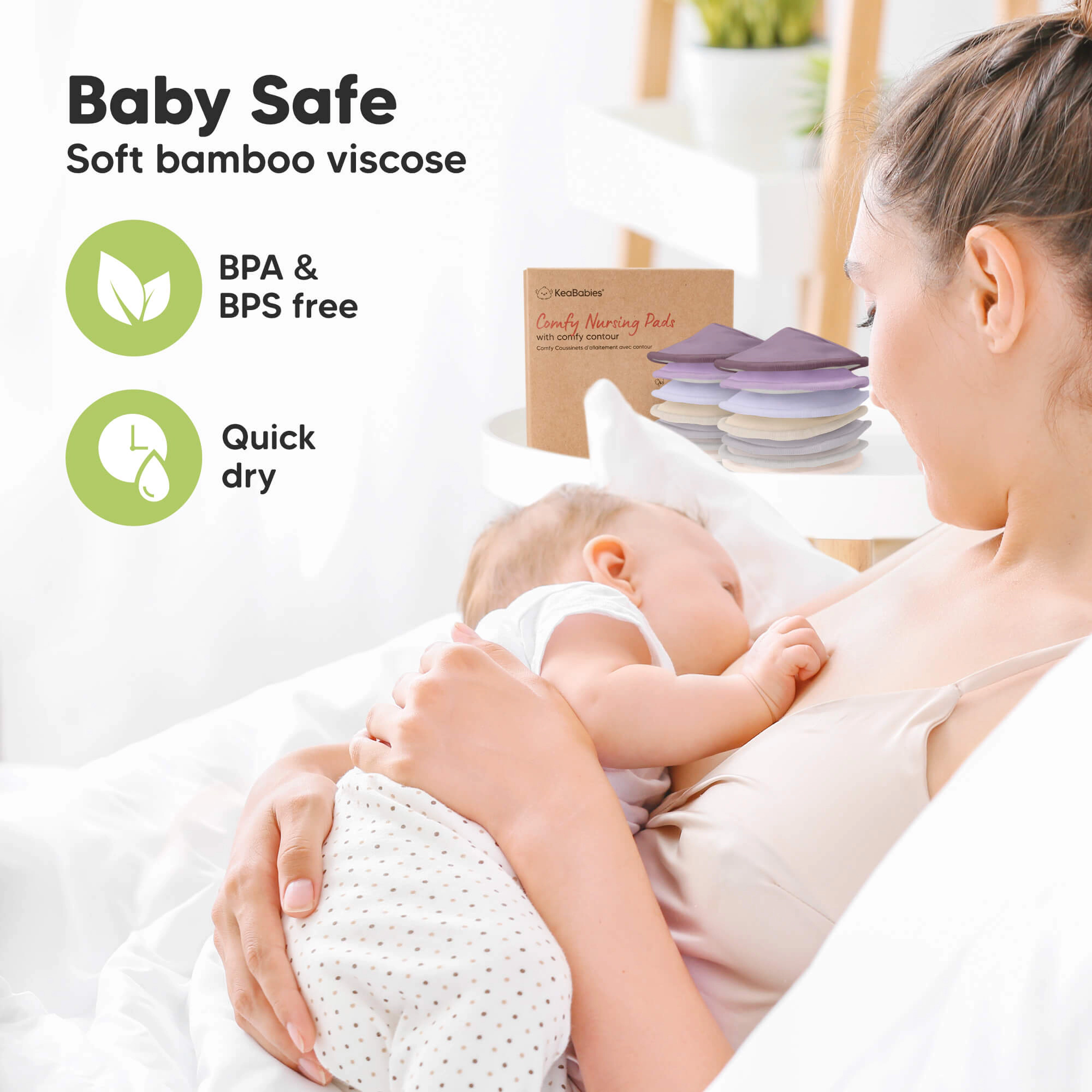 KeaBabies 14-Pack Comfy Nursing Pads (Violet)