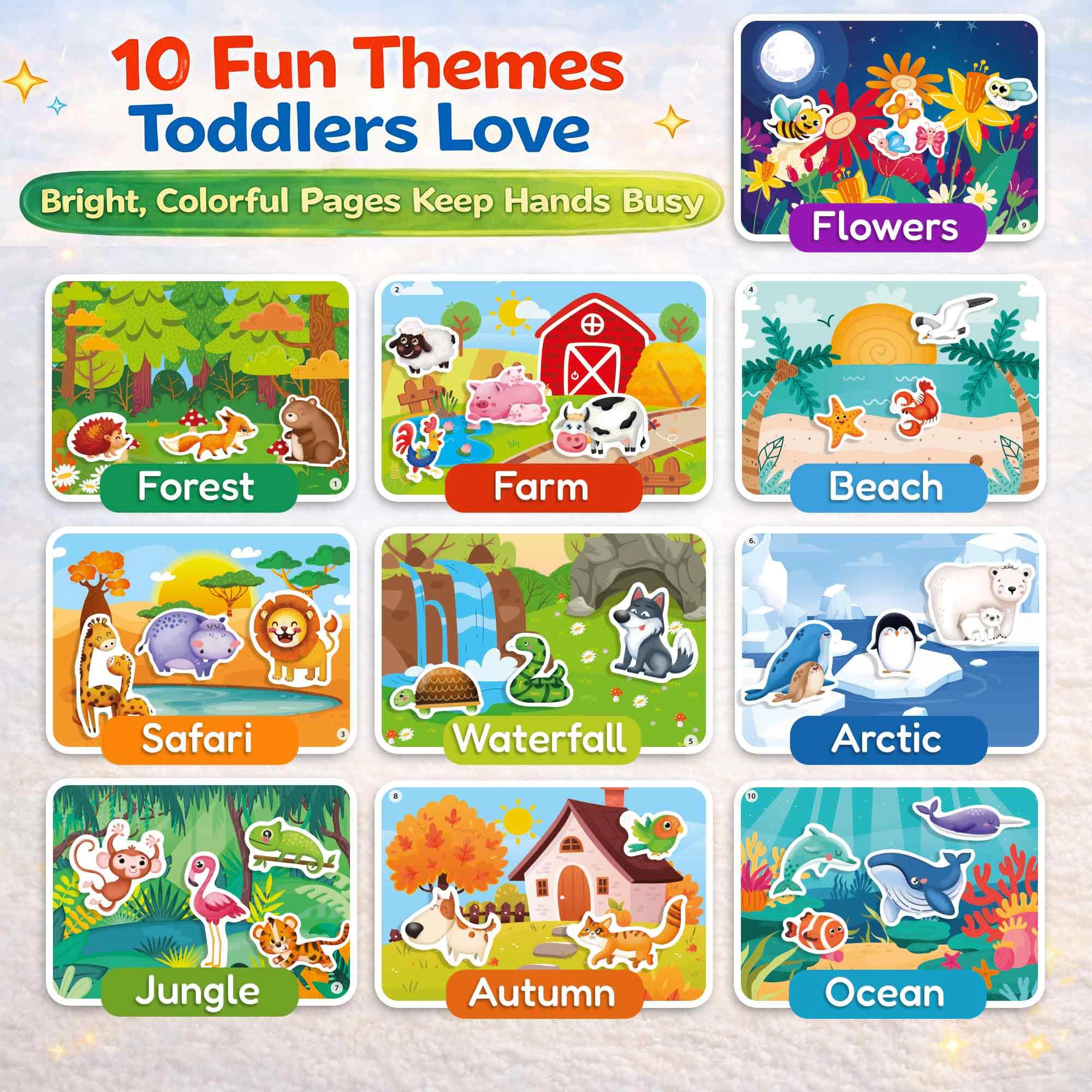 QUOKKA Jelly Sticker Book for Toddlers Ages 1-3, Reusable Waterproof Stickers, Animals & Learning Travel Toy