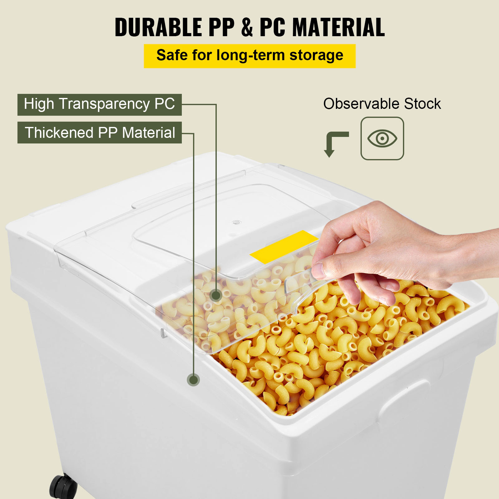 HONGGE 3-Pack 40L/10.5-Gallon Large Rice Storage Container Set with Wheels & Scoops, Airtight Pet Food Bin